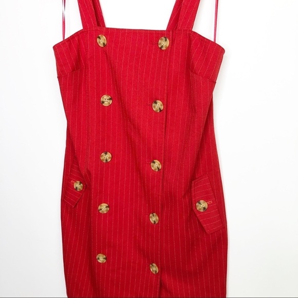 C/MEO collective Red pinstripe pinafore double breasted dressed - Picture 3 of 10